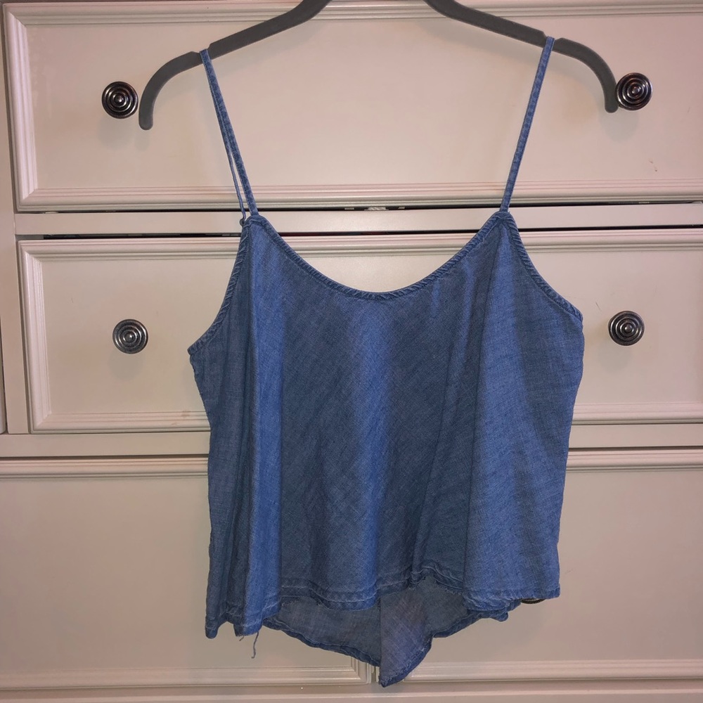 Free People jean cropped tank with lace in back
